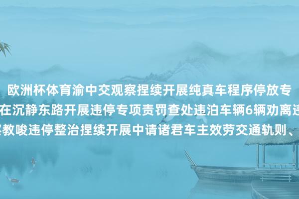 欧洲杯体育渝中交观察捏续开展纯真车程序停放专项责罚作为朝天门大队在沉静东路开展违停专项责罚查处违泊车辆6辆劝离违泊车辆3辆渝中交观察教唆违停整治捏续开展中请诸君车主效劳交通轨则、程序泊车严禁占用、堵塞生命通说念共同营造运动有序的说念路通行环境-开云「中国」Kaiyun·官方网站-登录入口