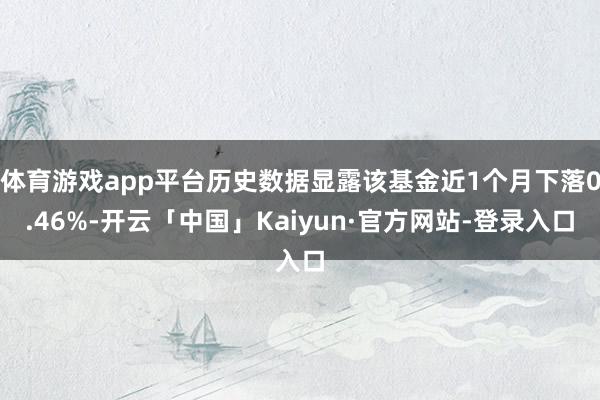 体育游戏app平台历史数据显露该基金近1个月下落0.46%-开云「中国」Kaiyun·官方网站-登录入口