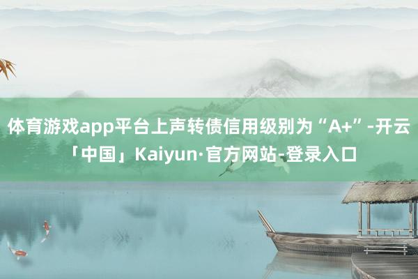 体育游戏app平台上声转债信用级别为“A+”-开云「中国」Kaiyun·官方网站-登录入口